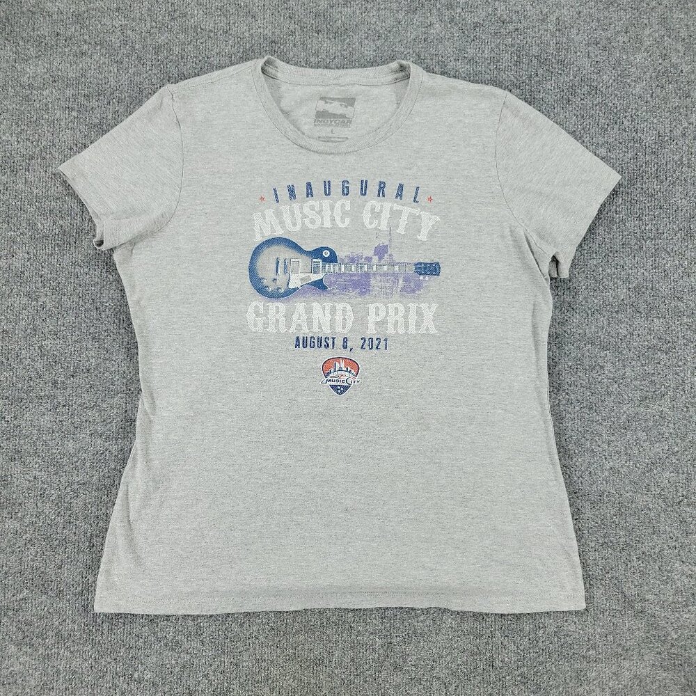 Inaugural Music City Grand Prix  Shirt Women's Large Gray Crew Neck Short Sleeve